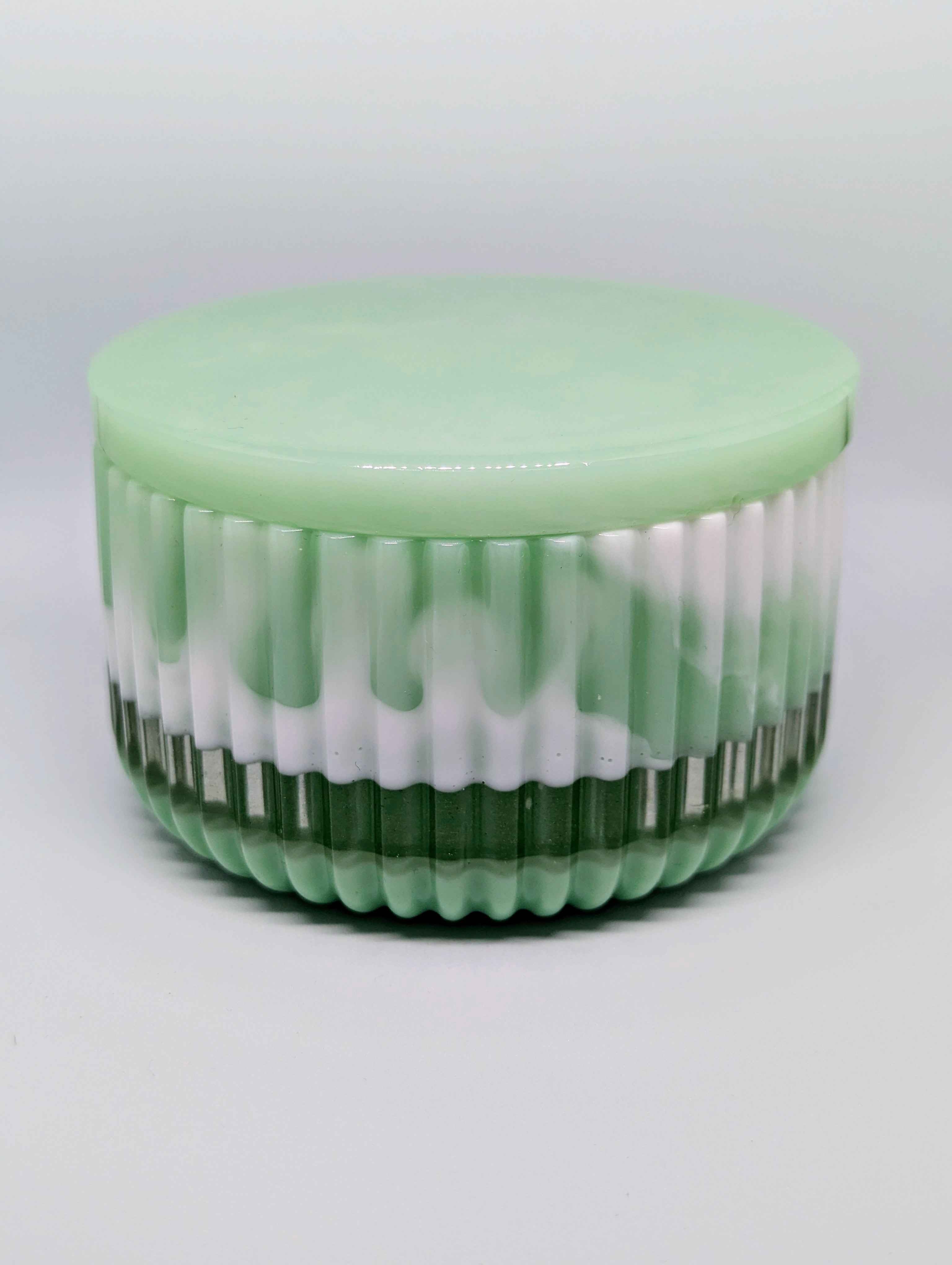 Large Ribbed Jar - Mint Green