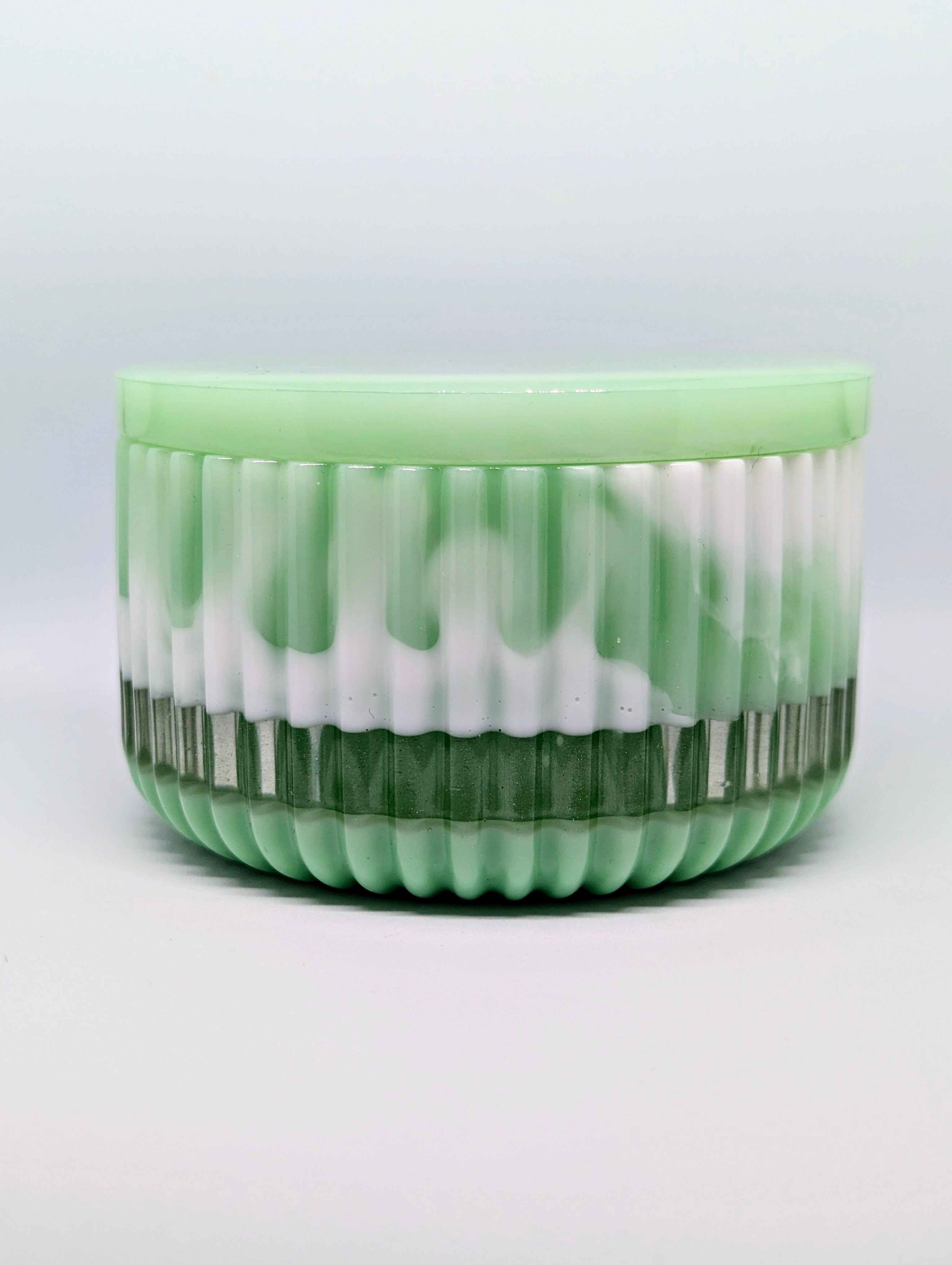 Large Ribbed Jar - Mint Green