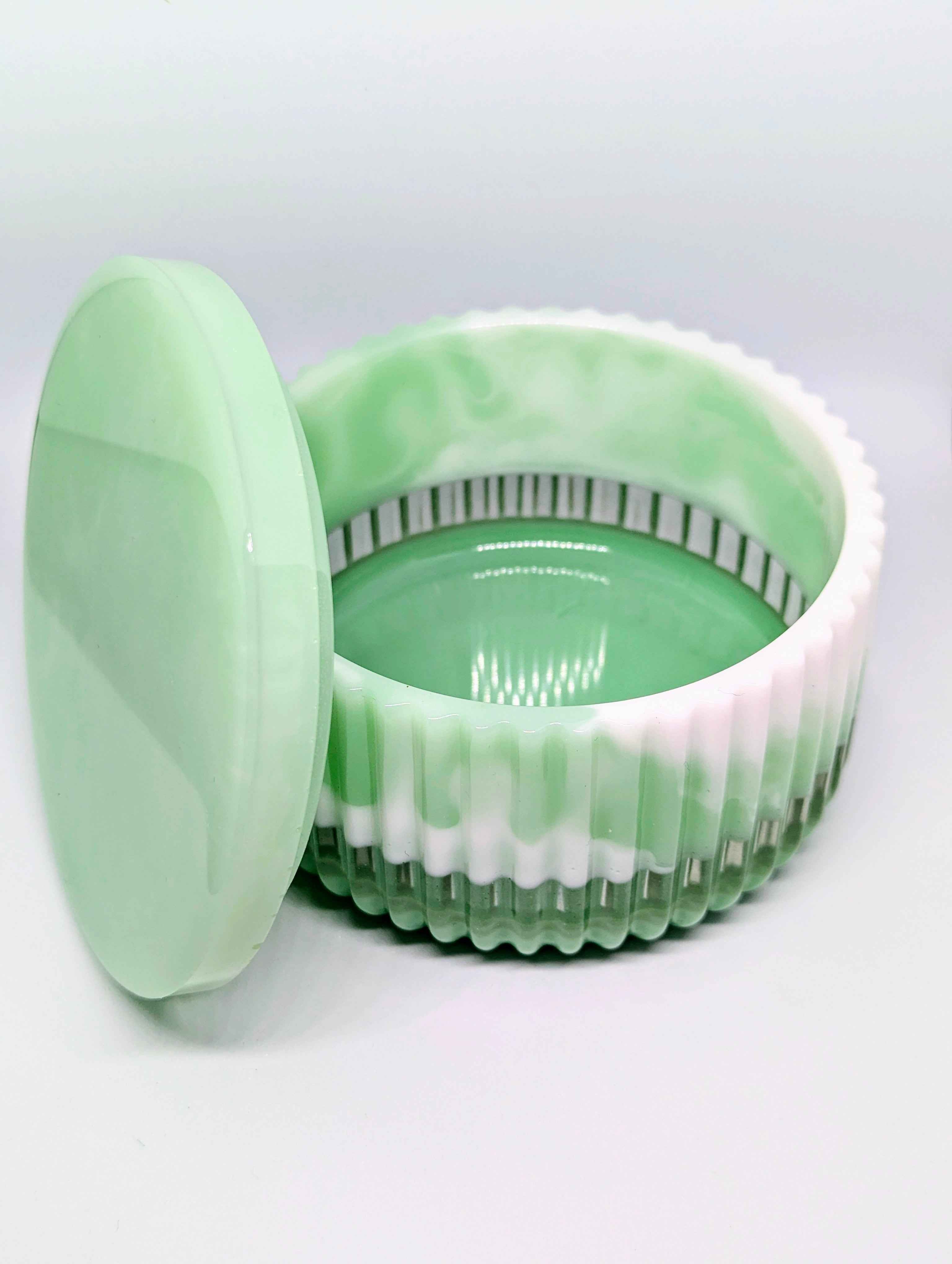 Large Ribbed Jar - Mint Green