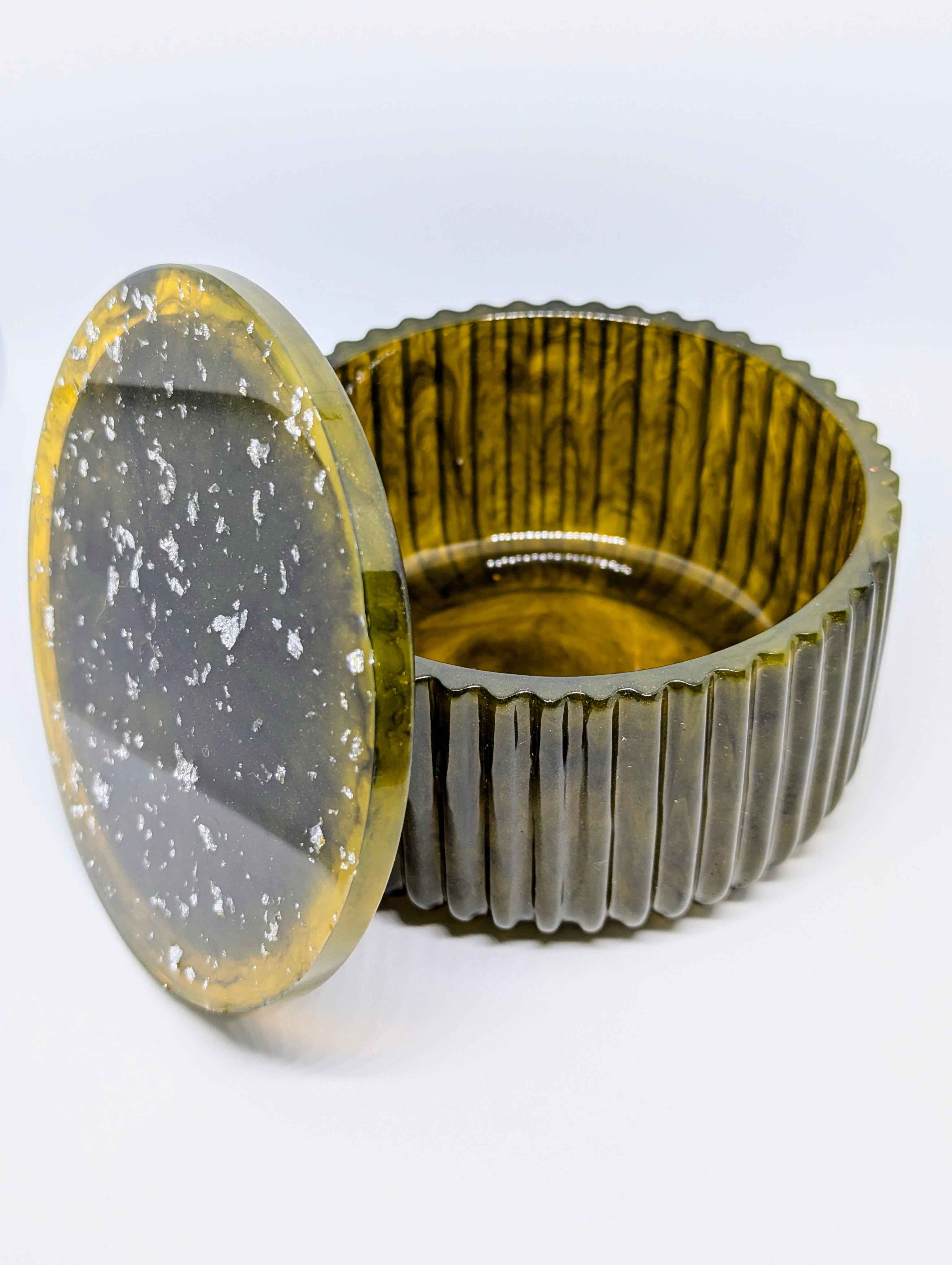 Large Ribbed Jar - Green