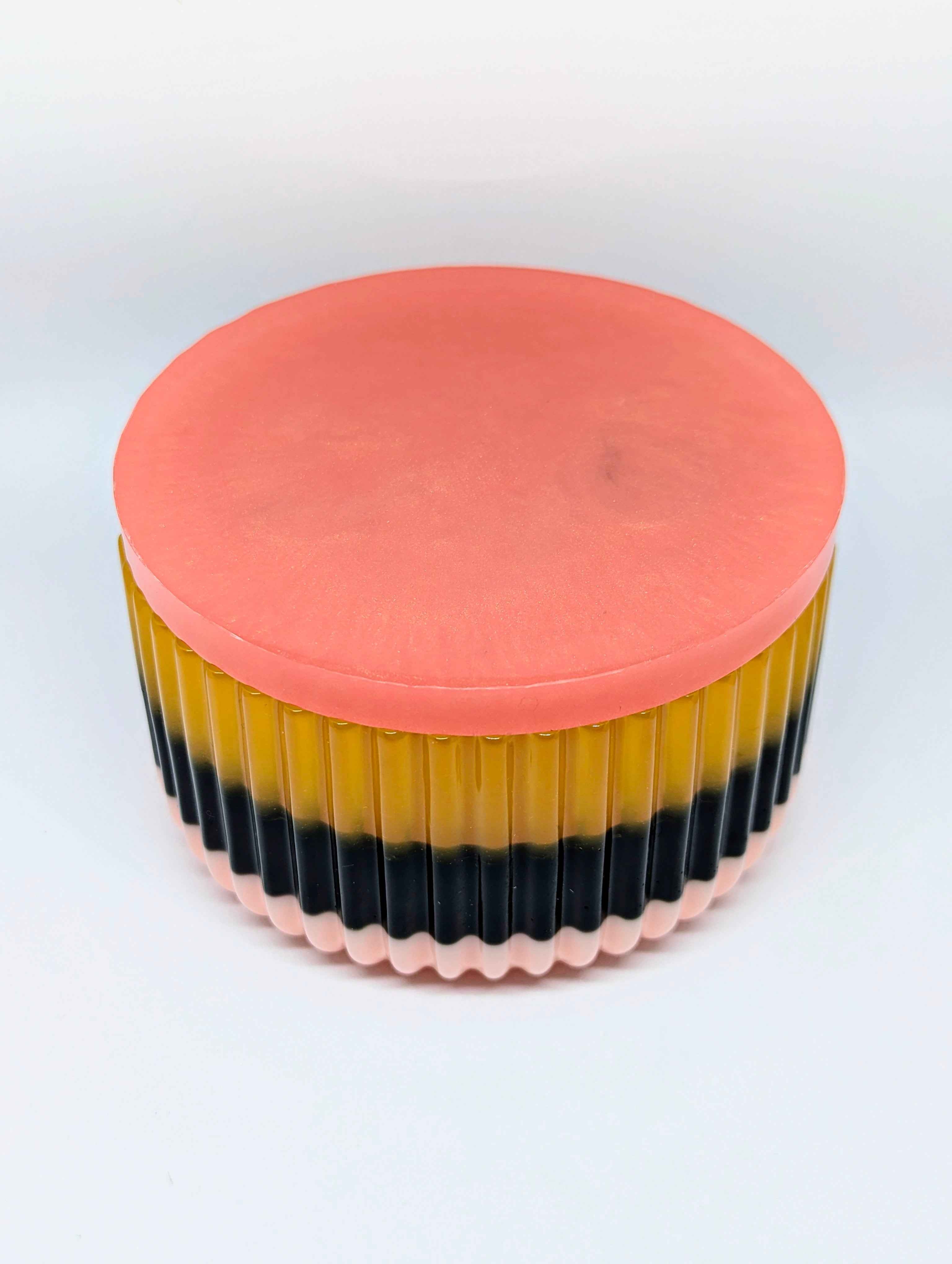 Large Ribbed Jar - Pink/ Orange