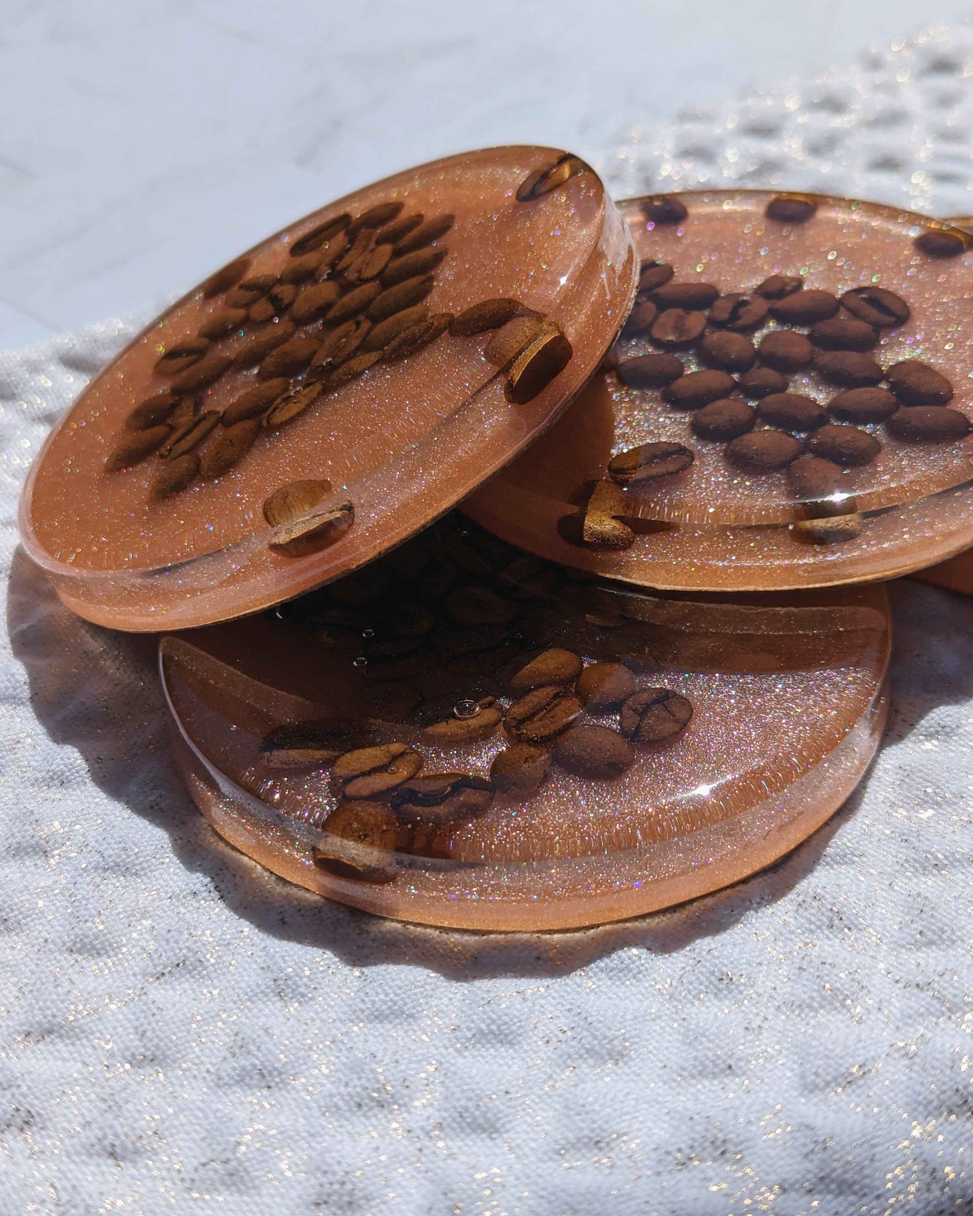 Coffee Bean Coasters - Shimmer Pink