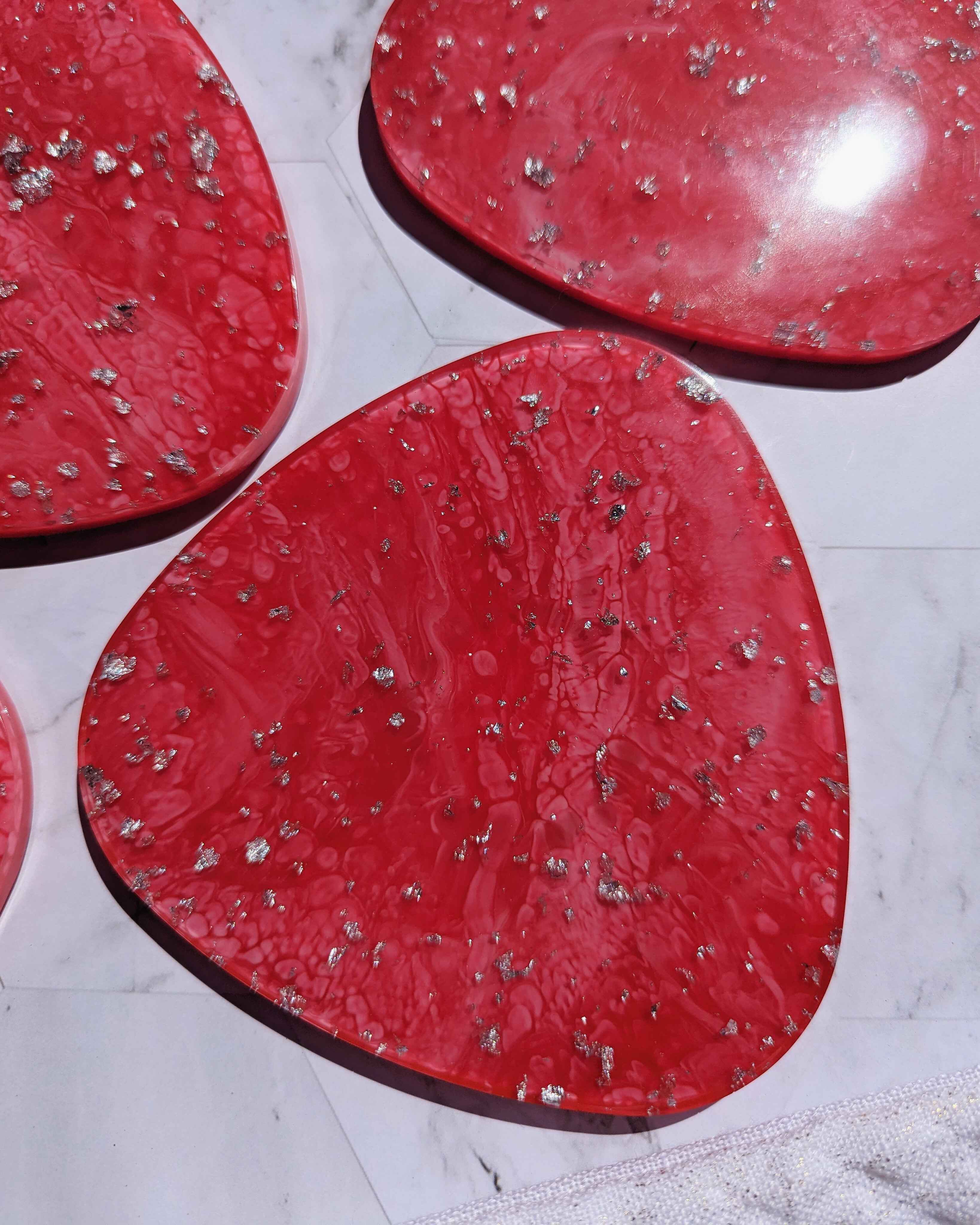 Irregular Resin Coasters - Passion red marble