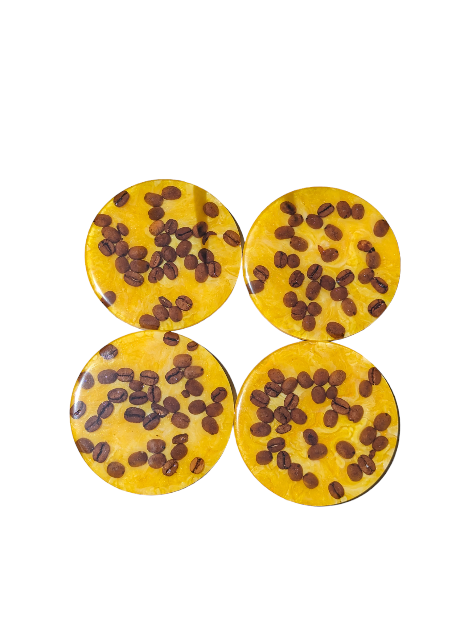 Coffee Bean Coasters - Bumble bee swirl