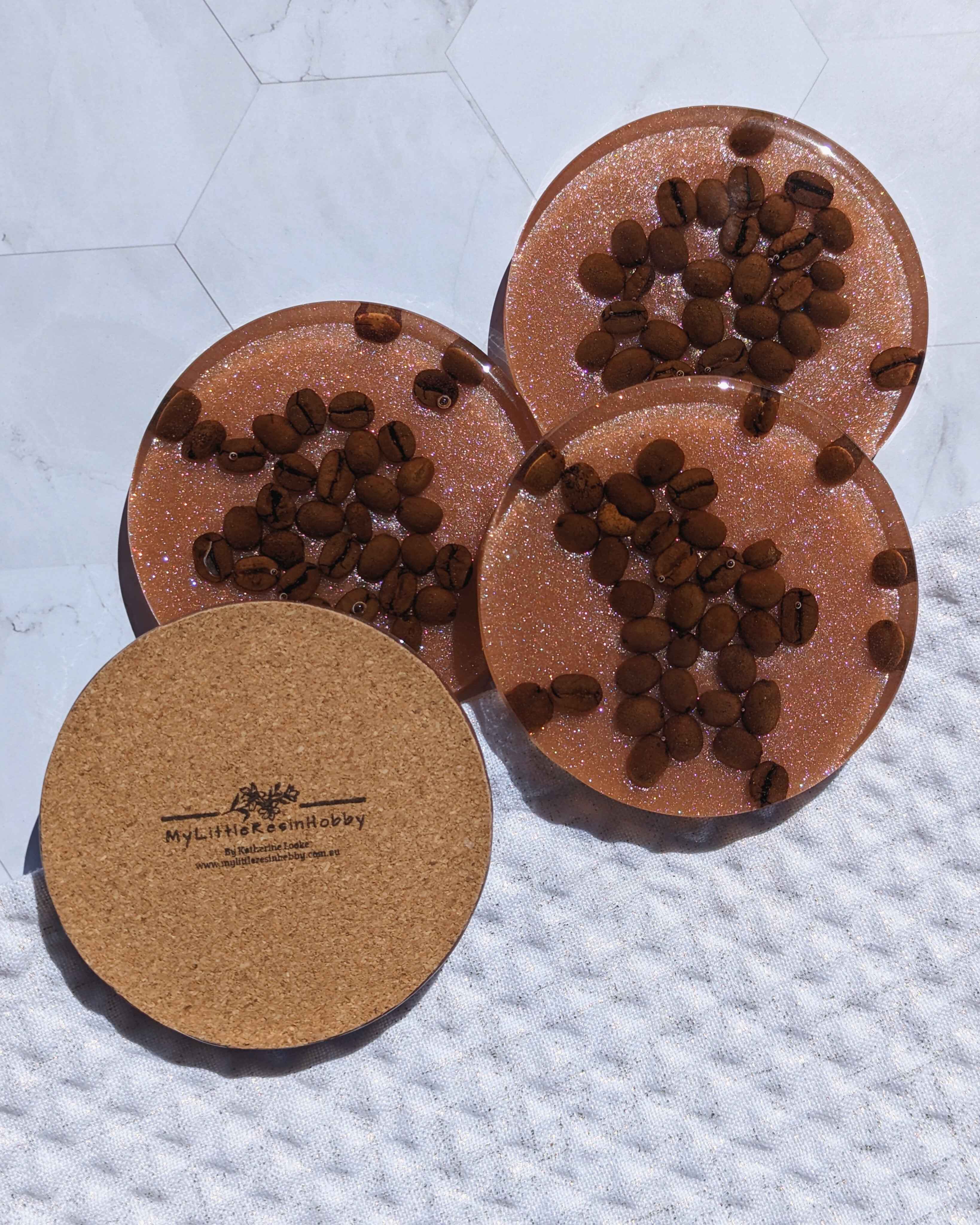 Coffee Bean Coasters - Shimmer Pink
