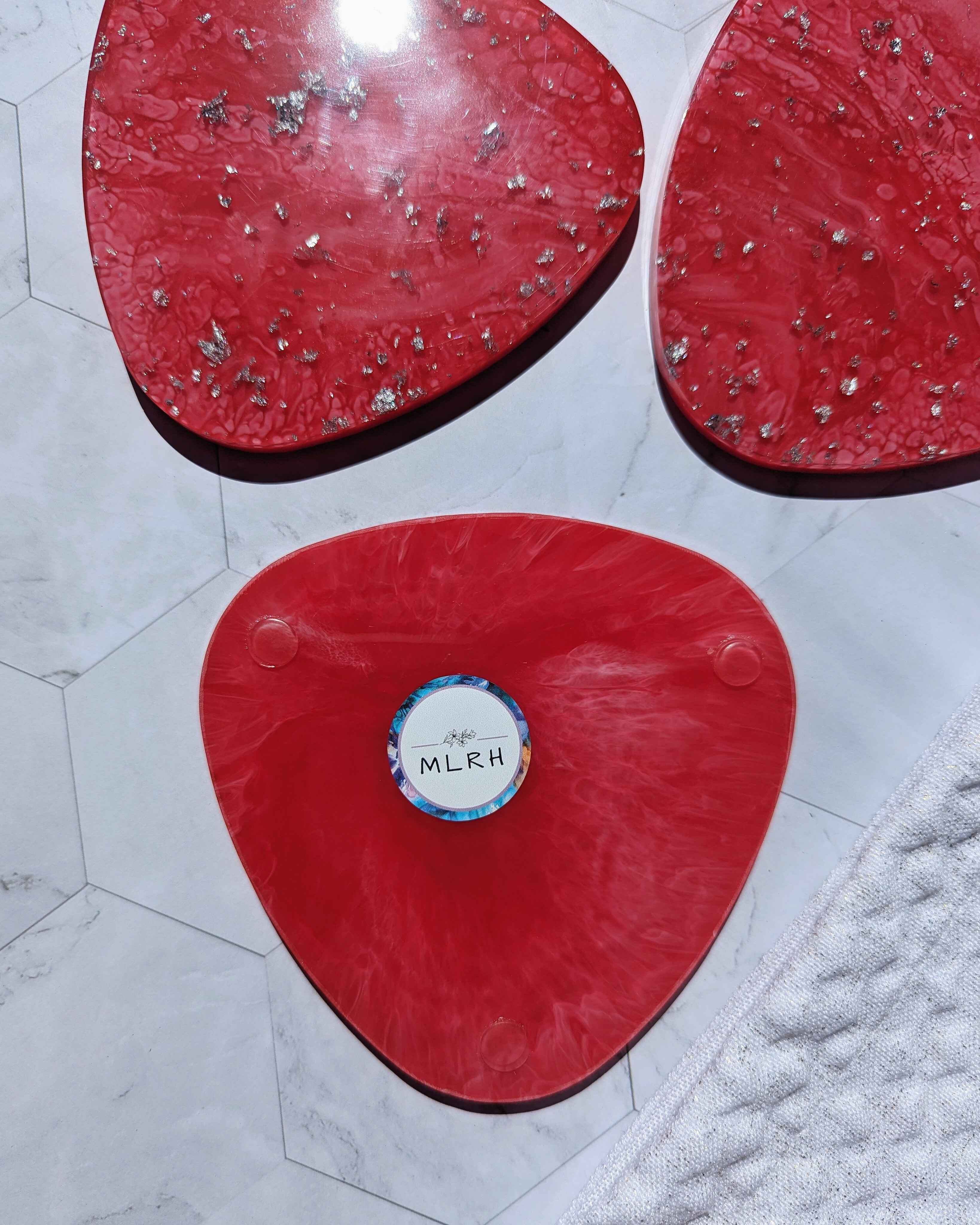 Irregular Resin Coasters - Passion red marble