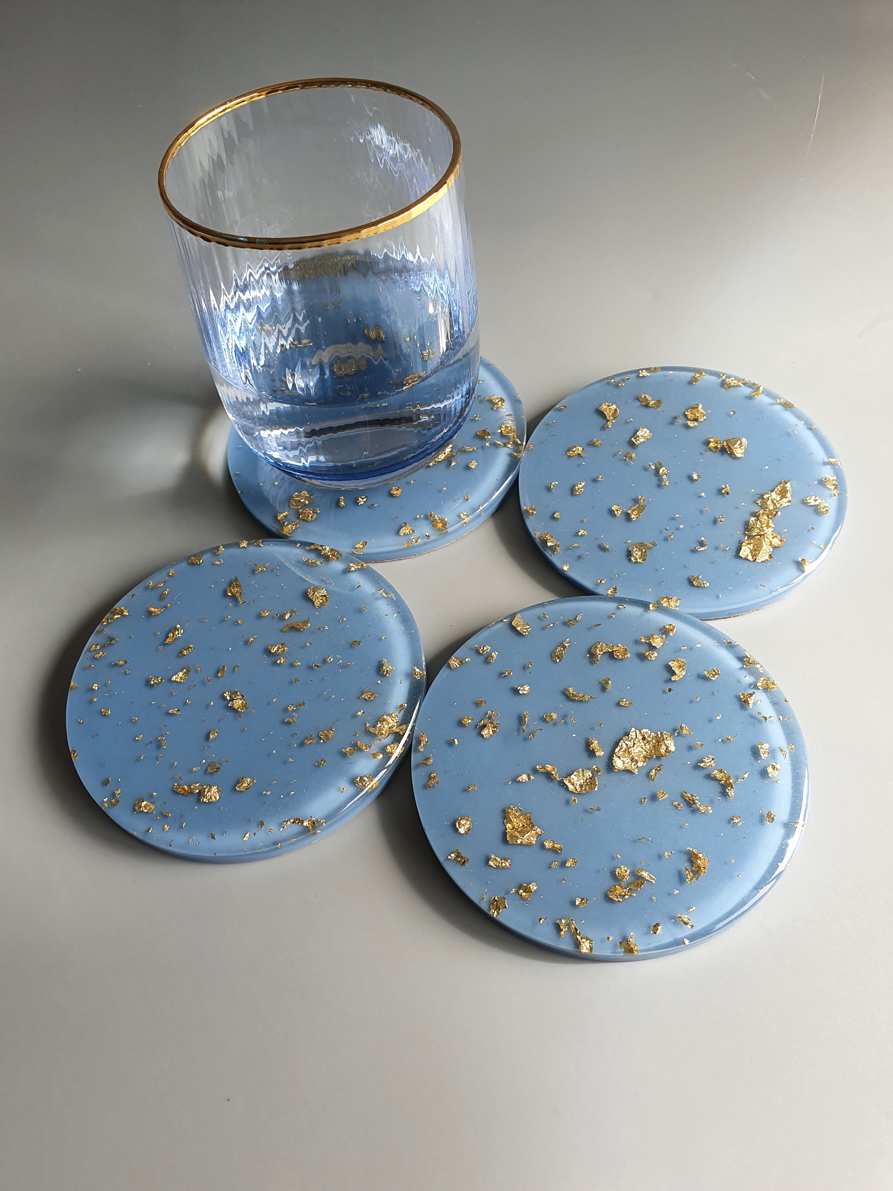 Baby Blue Resin Coasters, Coffee coasters made by MyLittleResinHobby.