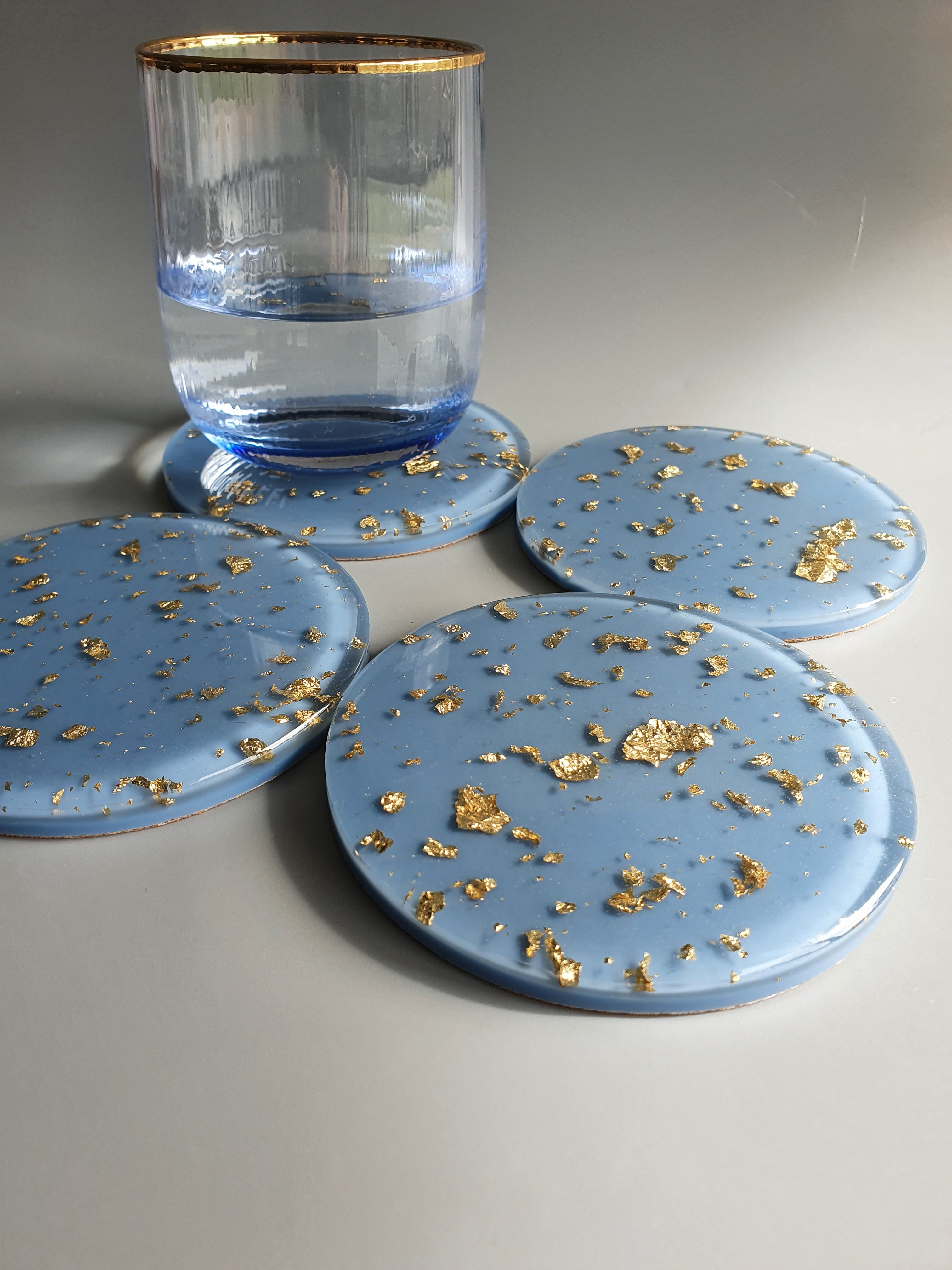 Baby Blue Resin Coasters, Coffee coasters made by MyLittleResinHobby.