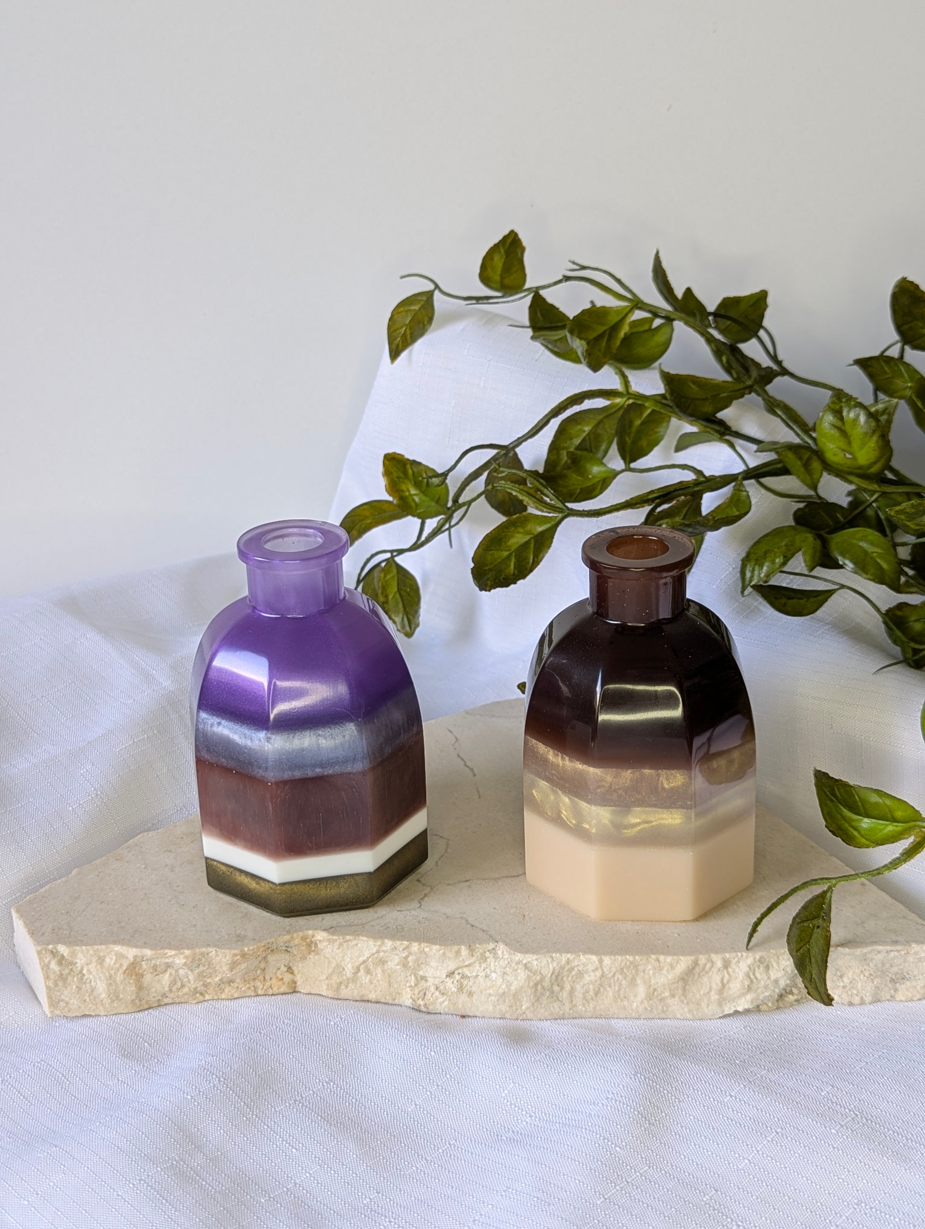 Handmade hexagon resin vase, Bespoke resin décor vases Australia, Colourful resin vases, Modern decorative vases handmade, Resin home décor gifts, Functional resin art Australia