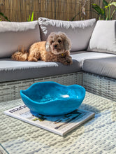 Load image into Gallery viewer, A large deep blue resin bowl with a smooth wave design, matte outer finish and a gloss interior finish to bring to life the swirls and resin design. 
