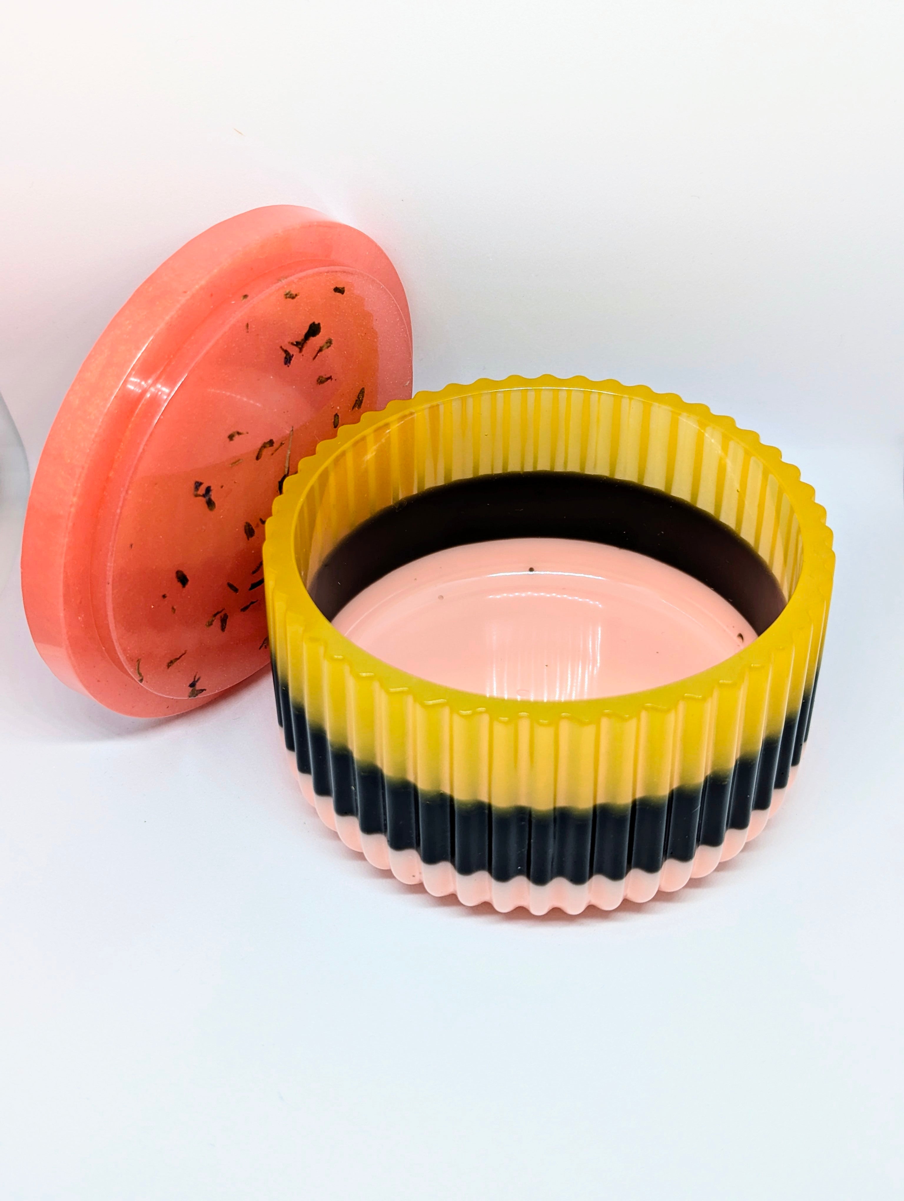 Large Ribbed Jar - Pink/ Orange