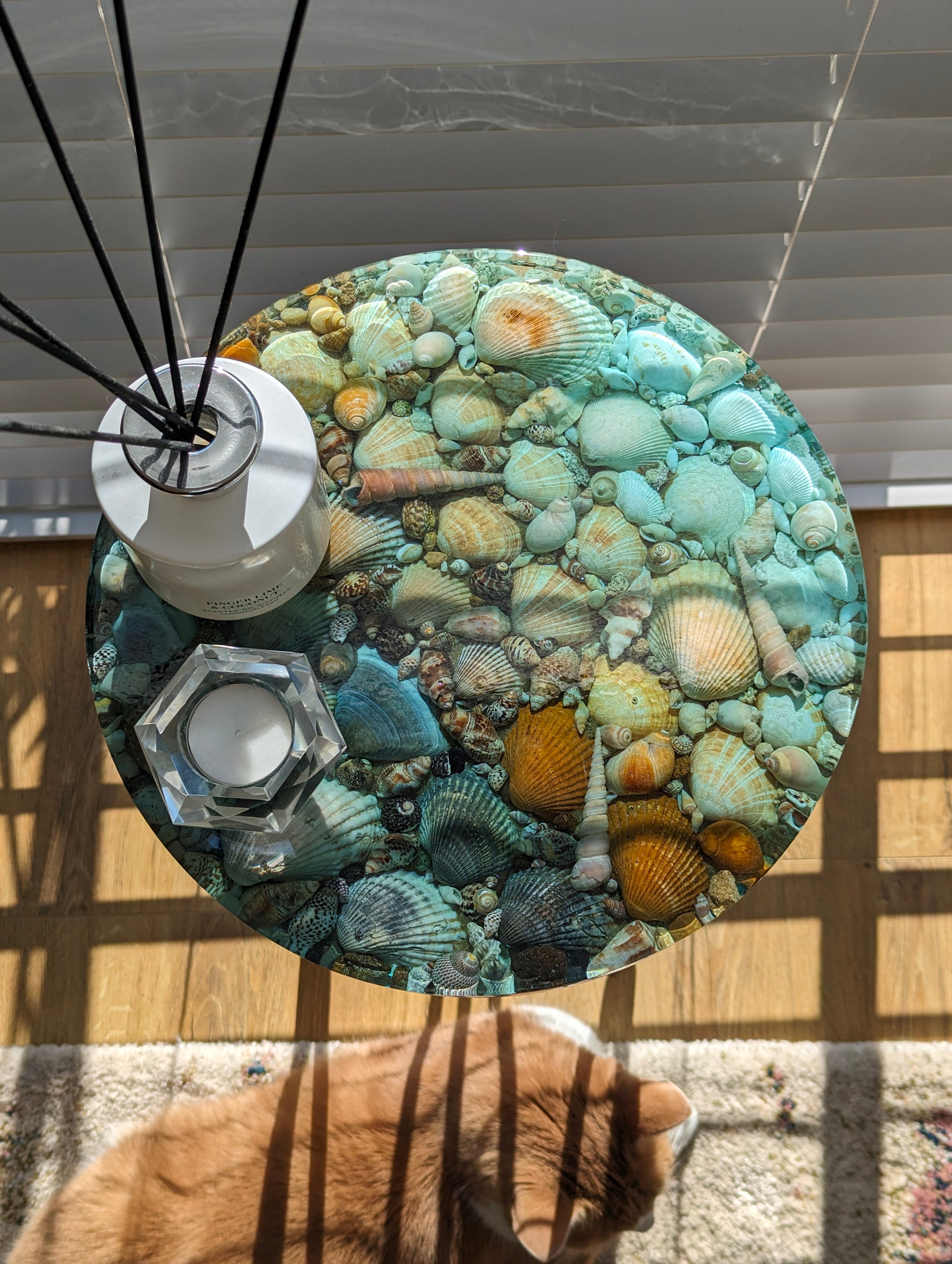 Handmade coastal side table, Functional art furniture