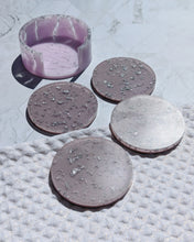 Load image into Gallery viewer, Lux Coasters and Holder Set - Lavender/Silver Foil
