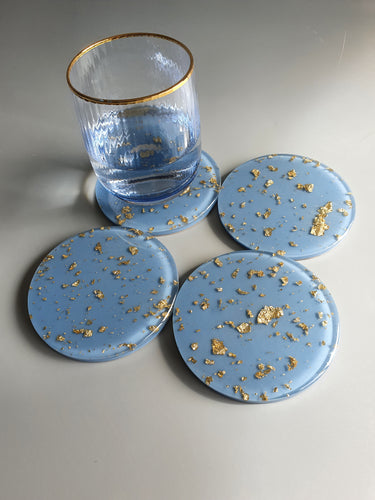 Baby Blue Resin Coasters, Coffee coasters made by MyLittleResinHobby. 