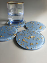 Load image into Gallery viewer, Baby Blue Resin Coasters, Coffee coasters made by MyLittleResinHobby. 
